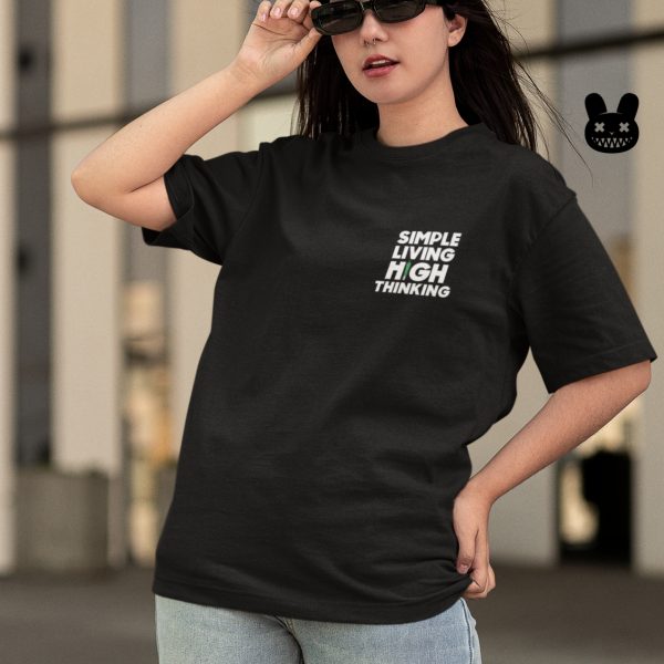 SIMPLE LIVING HIGH THINKING OVERSIZED UNISEX T-SHIRT